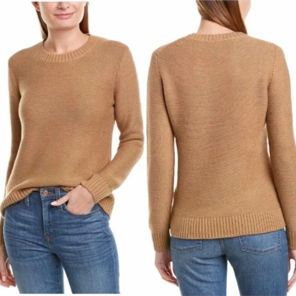 J. Crew Factory Tan Wool Blend Classic Crewneck Sweater Size Small